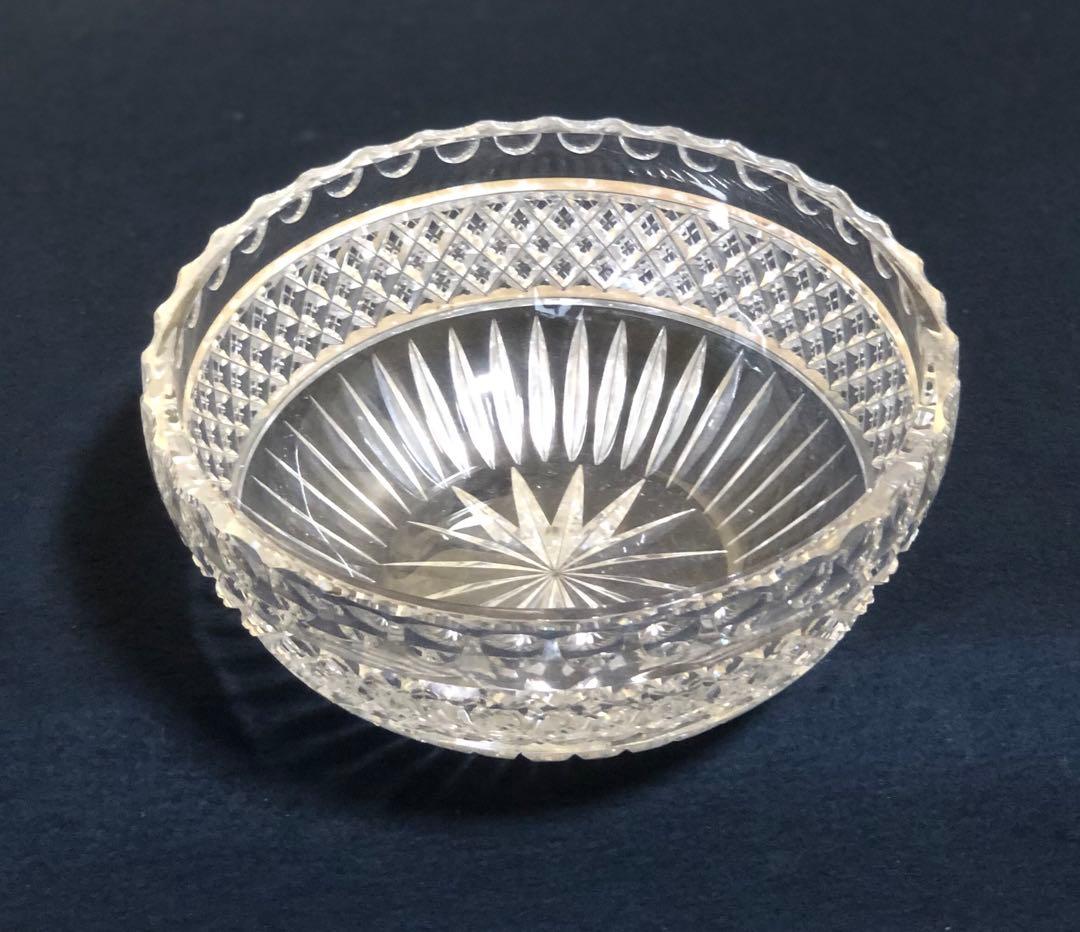 《R》茶道具 硝子 水指 カットガラス ボウル　250714E2