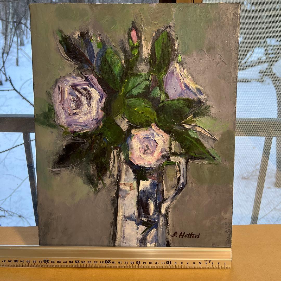 作者不詳　Hattari 油彩画 バラの花束
