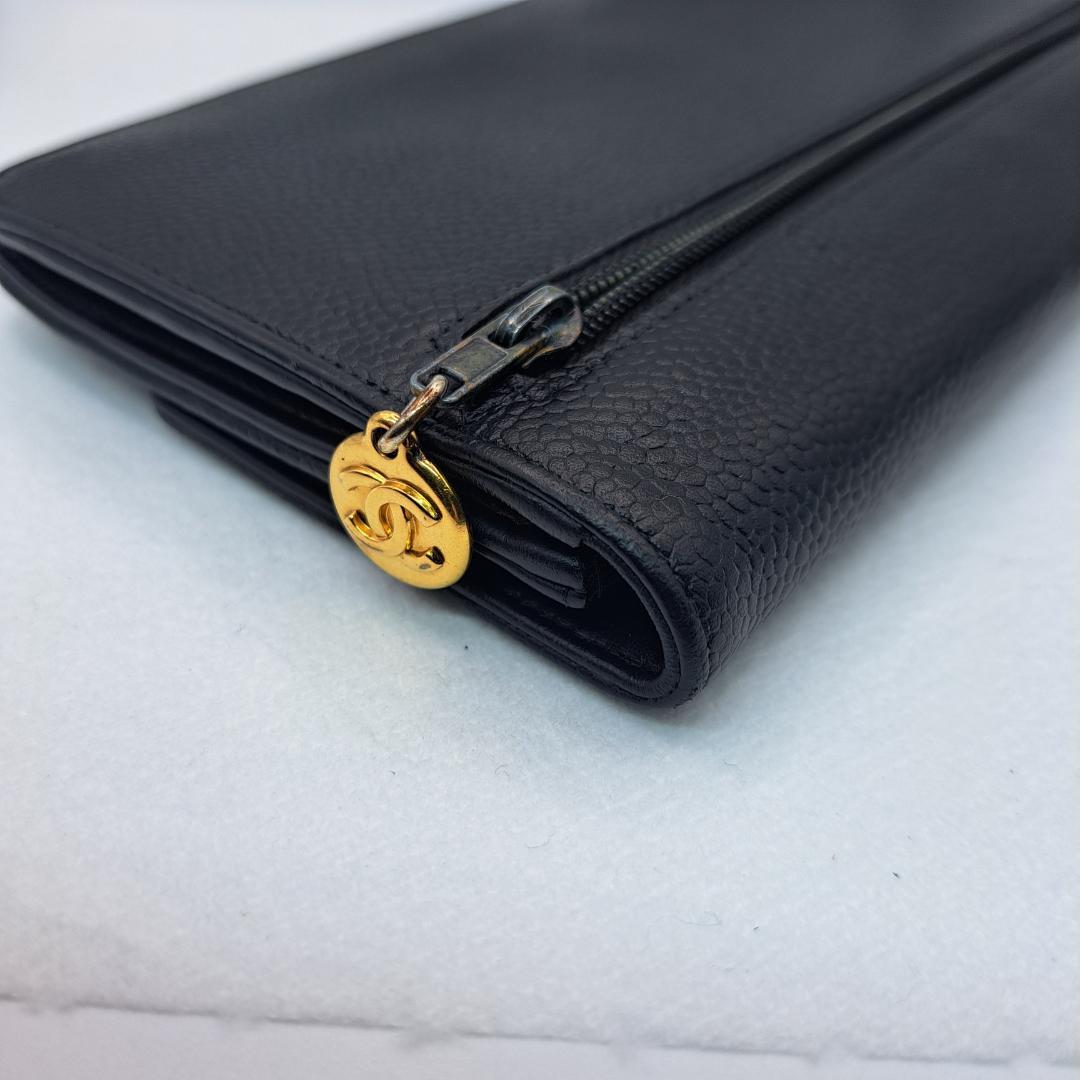 K*n様 CHANEL　デカココ　二つ折り財布　キャビアスキン　長財布　財布