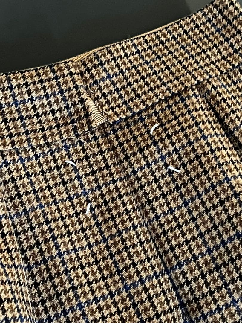 メゾン・マルジェラウール キャメル ミディスカートチェック柄タイトスカート