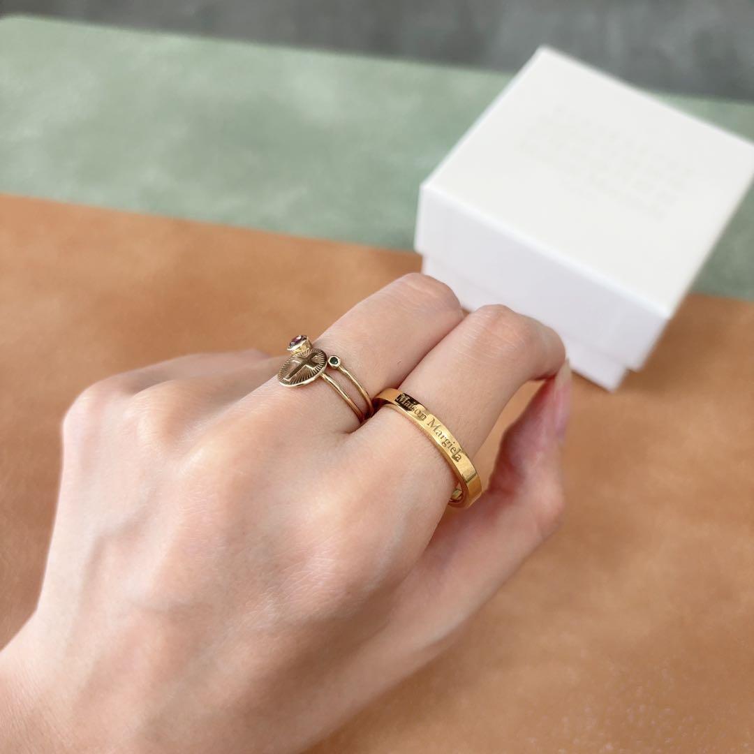 ラスト１【新品】メゾン マルジェラ 指輪 ロゴ シルバーリング ゴールド 09