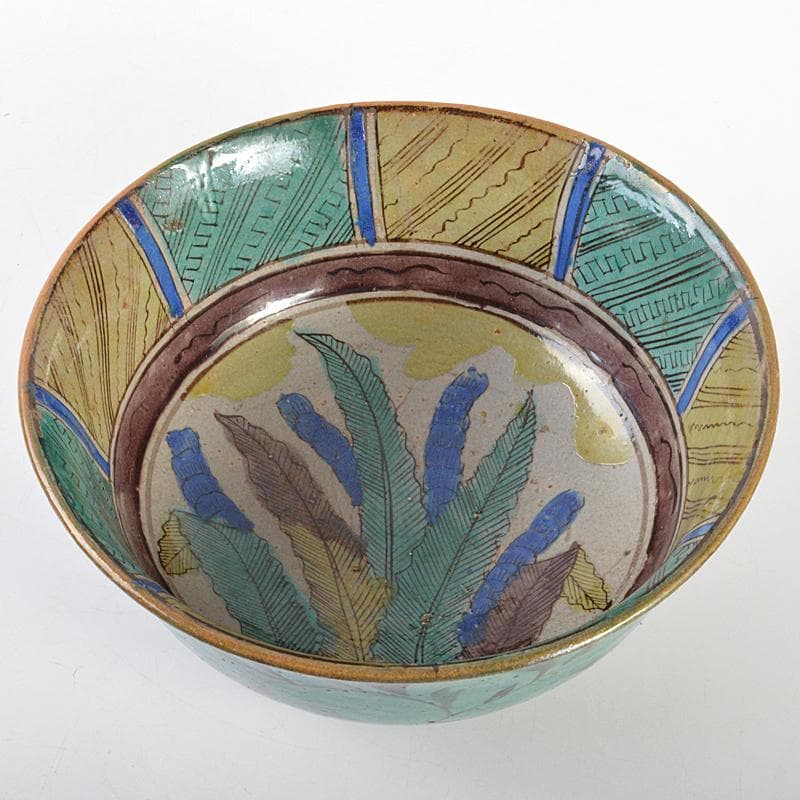 九谷焼 古九谷 青手九谷 草文 菓子鉢 時代箱付 V R7129