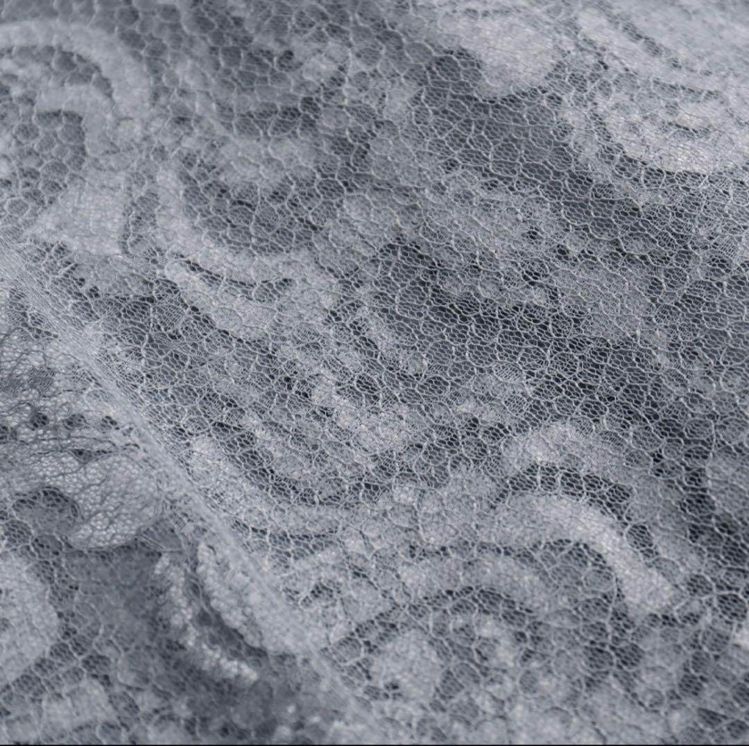 極美品 etoll. エトル 幾何学チュール ロングワンピース M ブルーグレー