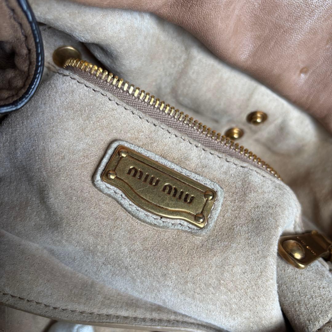 miu miu 2way ショルダーバッグ ロゴ レザー archive 茶