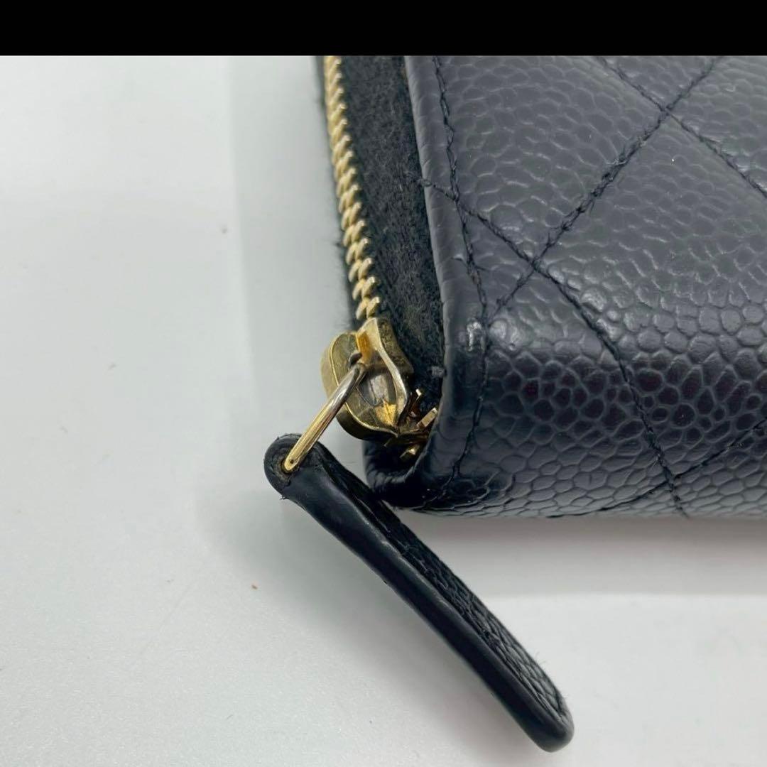 シャネル　マトラッセ　ケース　クラシック　ブラック　キャビアスキン