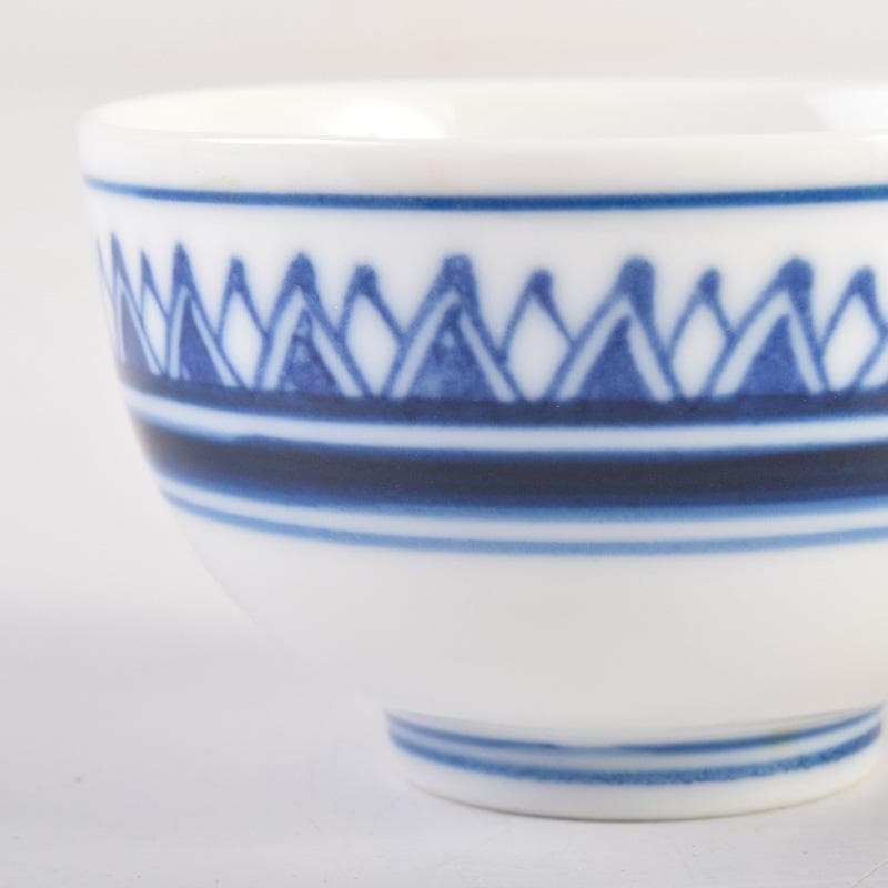 煎茶道具 賣茶好 染付 雁木文 茶碗 五客 共箱 V 7899 美術品