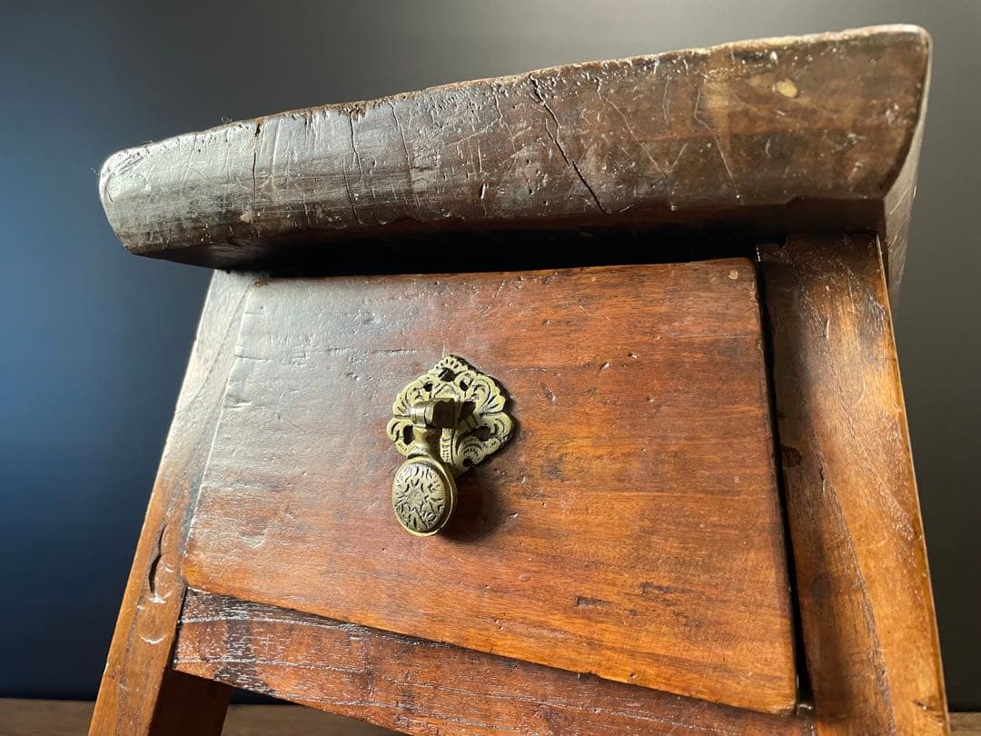 アンティーク 無垢材 引出し付　スツール　ベンチ　花台