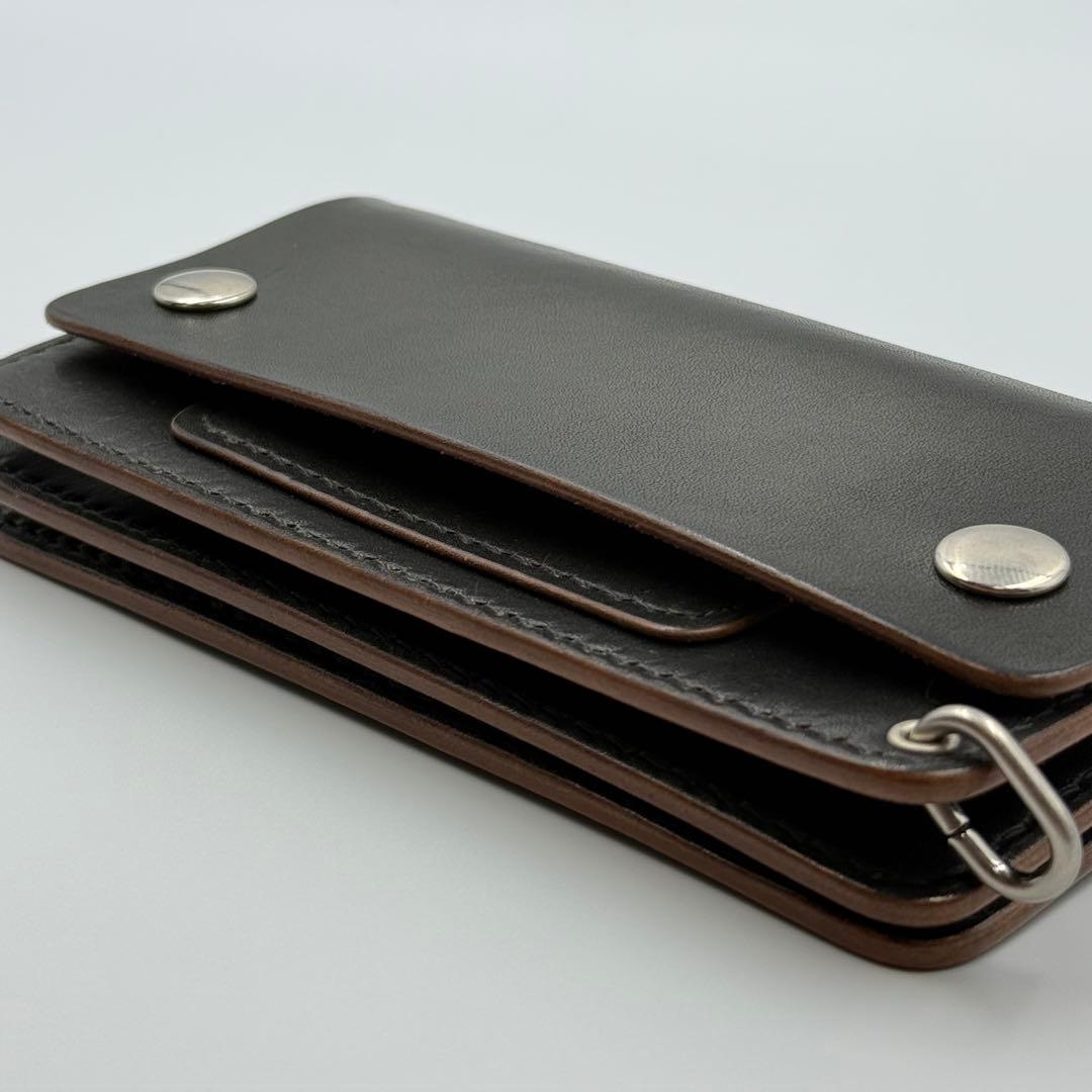 トラッカーウォレット(ブラック)タロンジッパー　サドルレザー　真鍮ニッケル