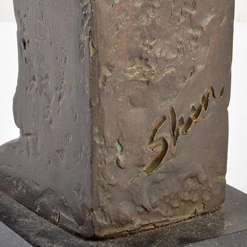 山本眞輔作　ブロンズ像　女性像　新しい暦　約3kg　証付　共箱　U　R7249B