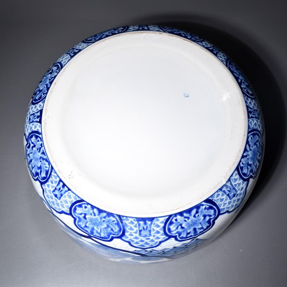 有田焼 染付 地紋松鷹文窓絵 大香炉 香炉 アロマ 骨董 古美術 アンティーク