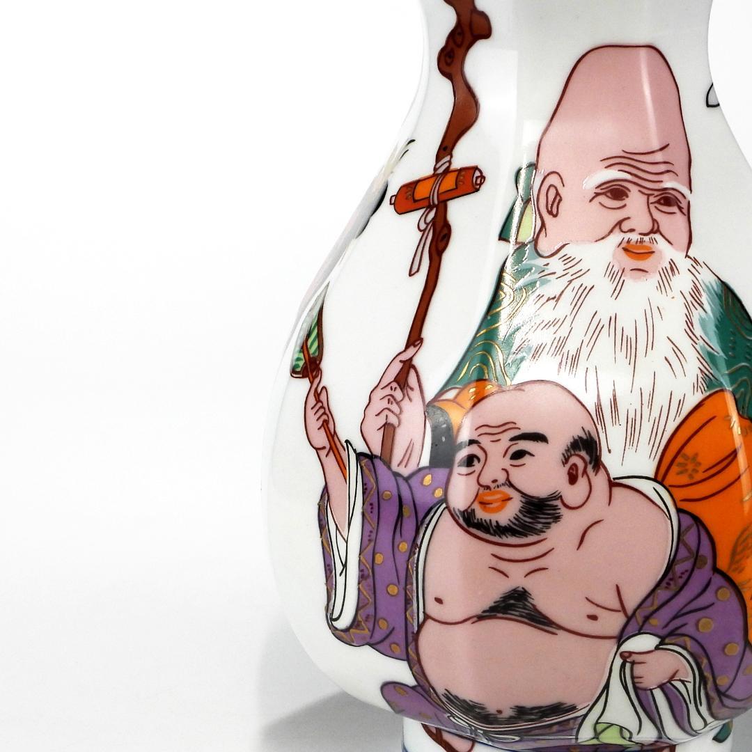 有田焼 色絵 七福神 飾壺 商売繁昌 家内安全 開運招福/高さ約32.8cm