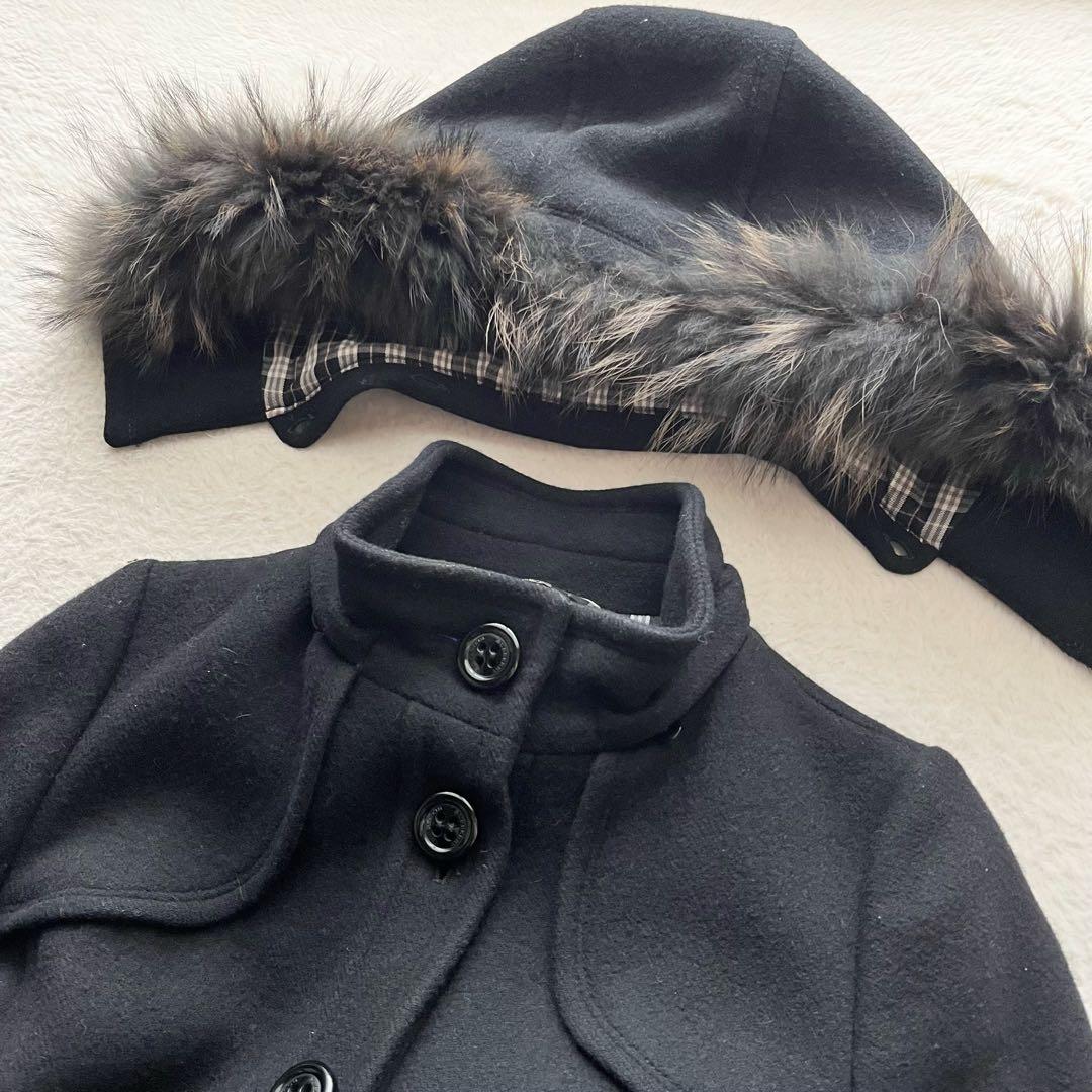 美品】バーバリー ブルーレーベル ロング ベルテッド コート ファー ベルト