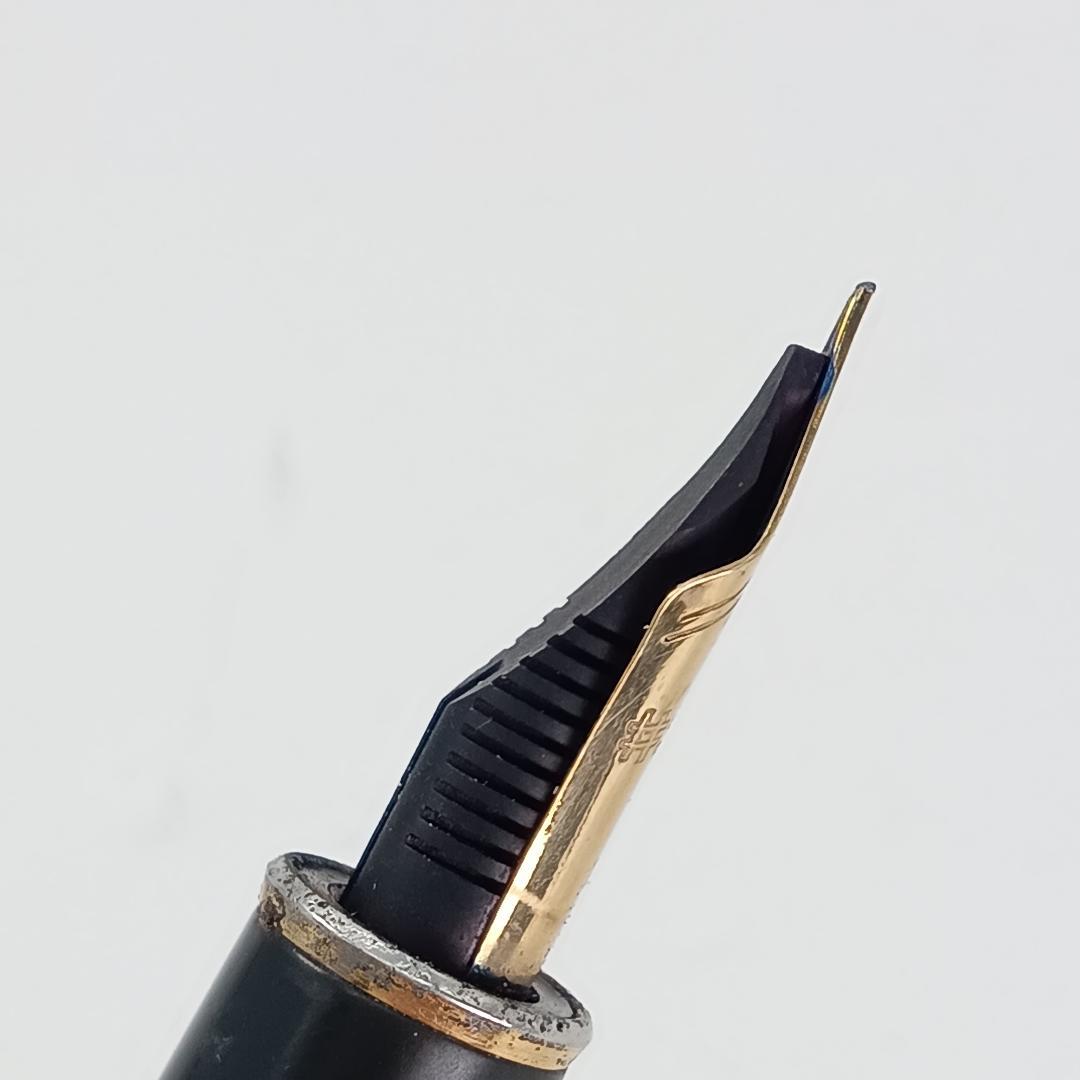 稀少 PLATINUM プラチナ 14K 万年筆 ブラック 3776 マーブル