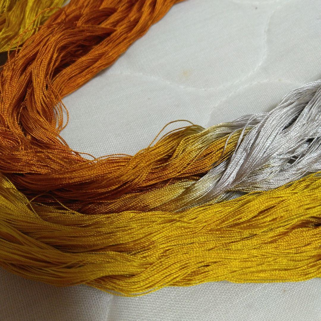 組紐製作用絹　変わり染め糸5個 ひよこ豆