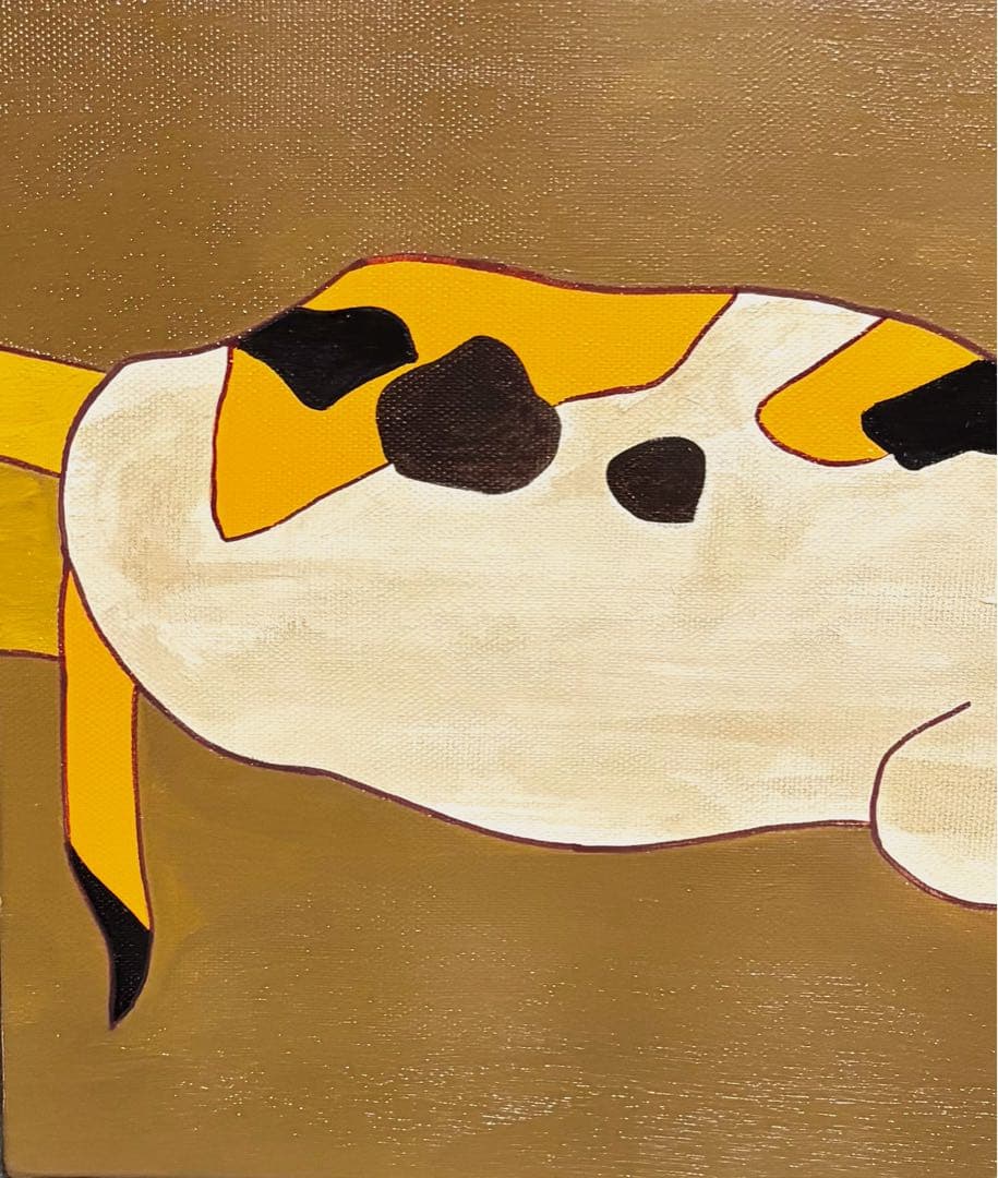 F4号】手描き油彩画 熊谷守一【猫】額縁 未使用額 サイン 共シール