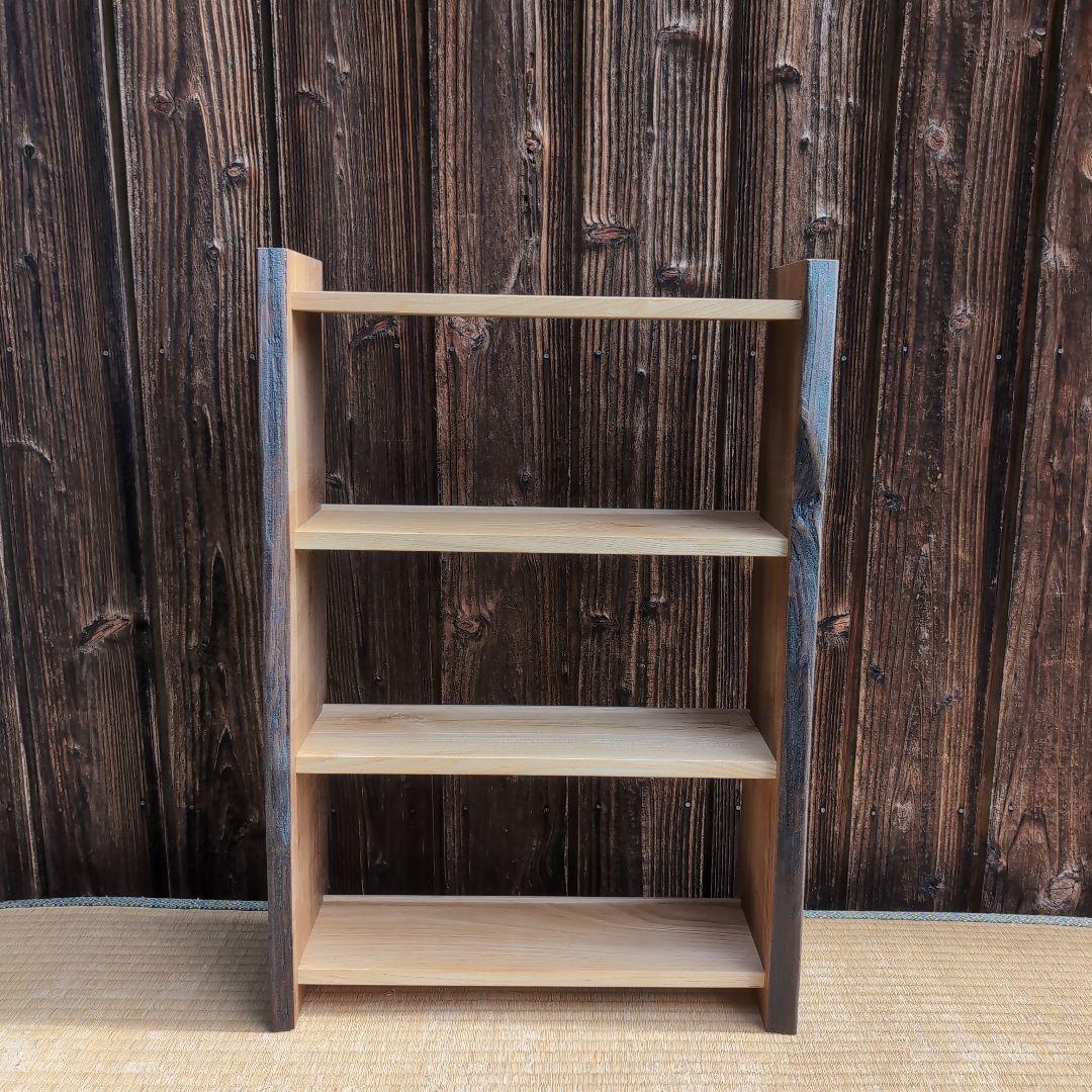 古材リメイク　栗の文庫本ラック３段　オープンシェルフ　無垢の家具 古材リメイク 栗の文庫本ラック3段 オープンシェルフ 無垢の家具