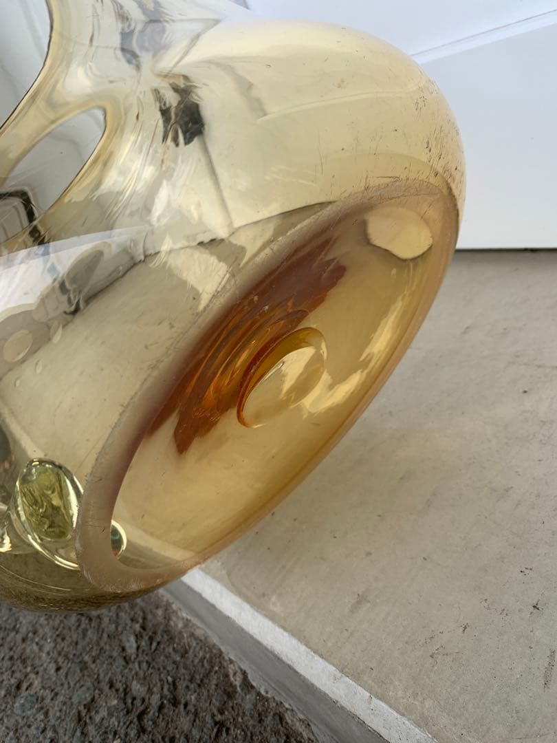 気泡ガラス 特大ビアジョッキ型 鉢 ガラスインテリア 花瓶 レトロ