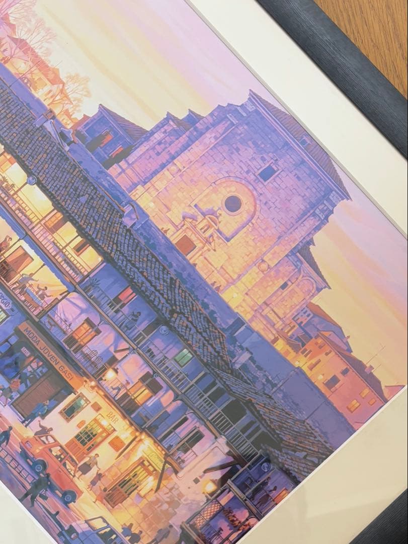 笹倉鉄平 マヨール広場 アートポスター 額装 HIBELL ART 45×100