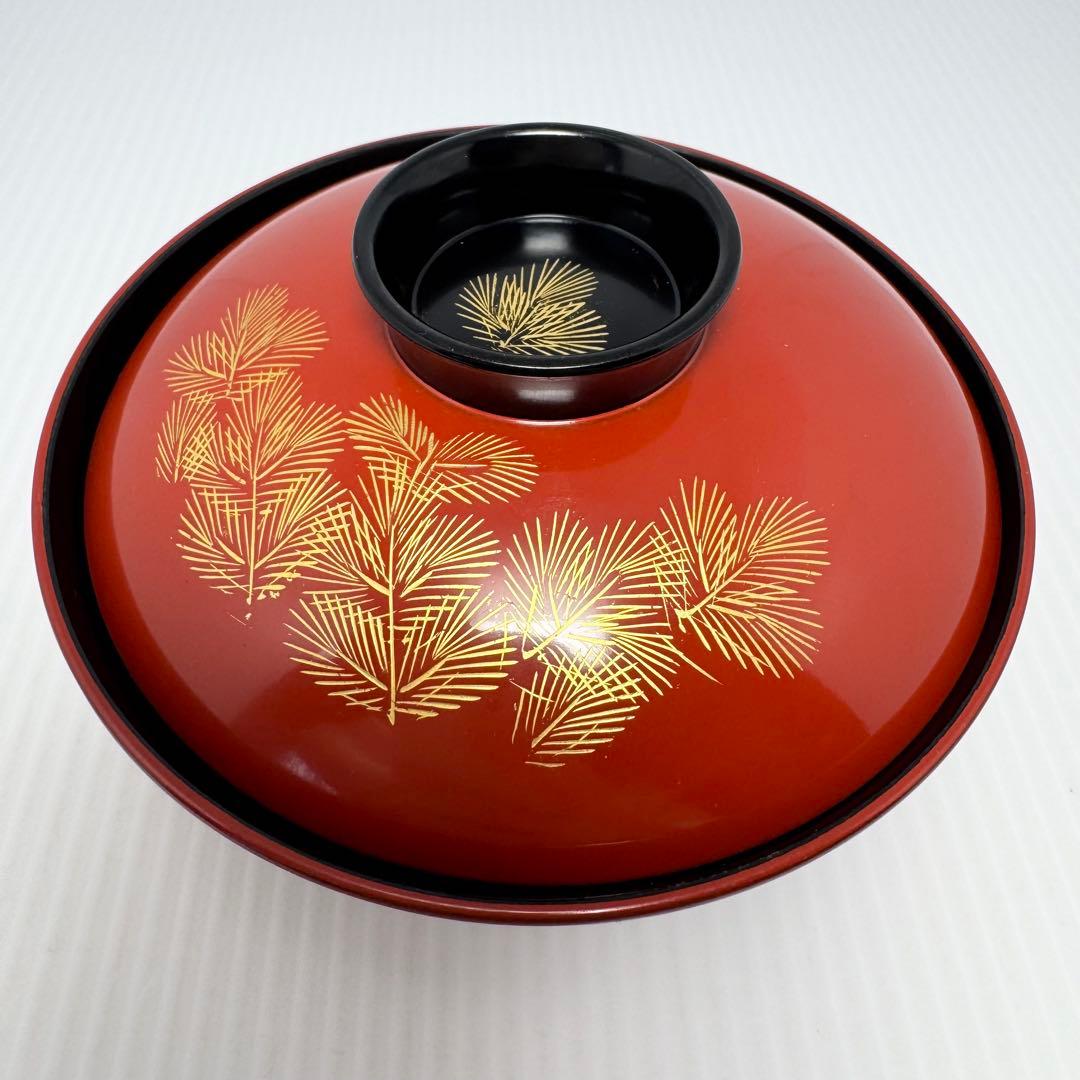 輪島塗 蓋付き椀 沈金 5客セット 漆器 伝統工芸 陶芸 漆器 赤