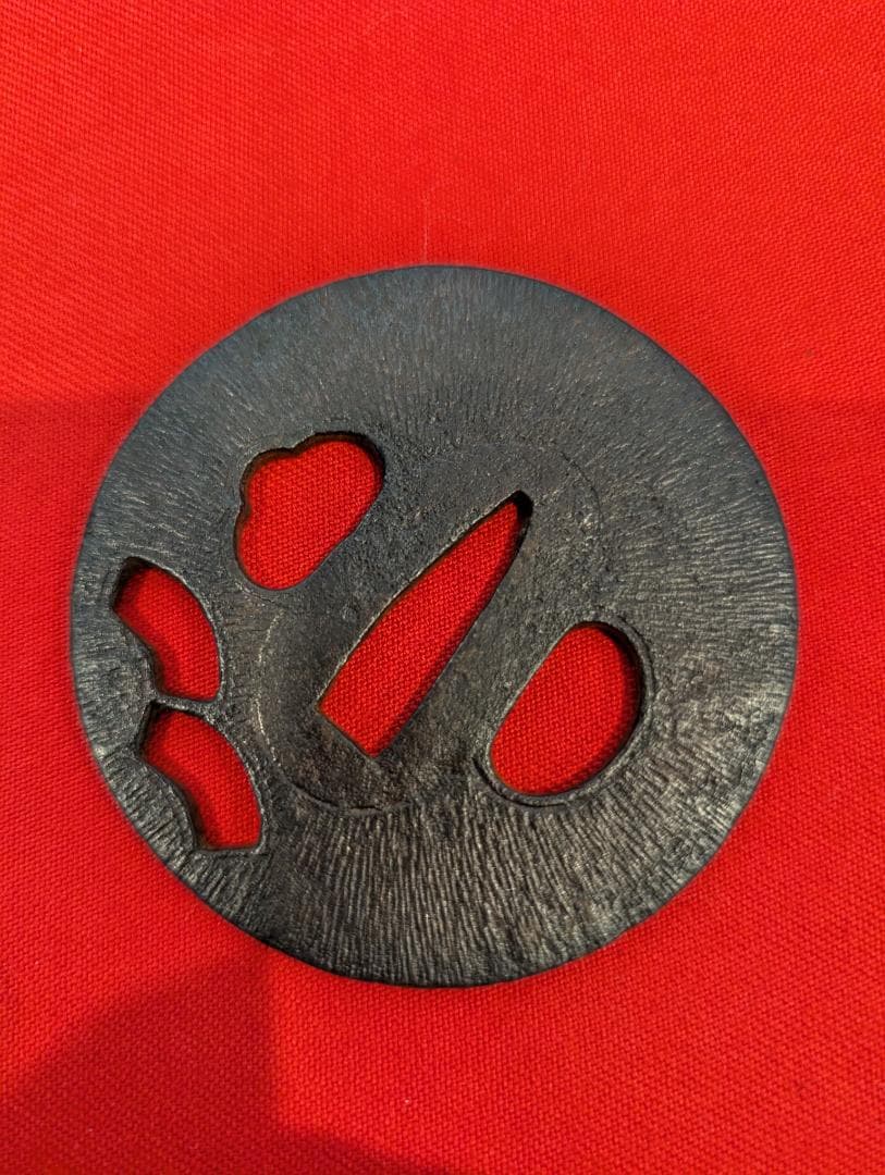 無銘 阿弥陀鑢扇透かし鐔 鍔 拵 日本刀 刀装具 骨董 古美術 江戸時代 当時物