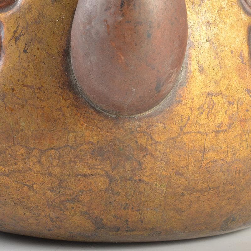 煎茶道具　銅製鎚起　花文　湯沸し　水次　薬缶　M　R6809