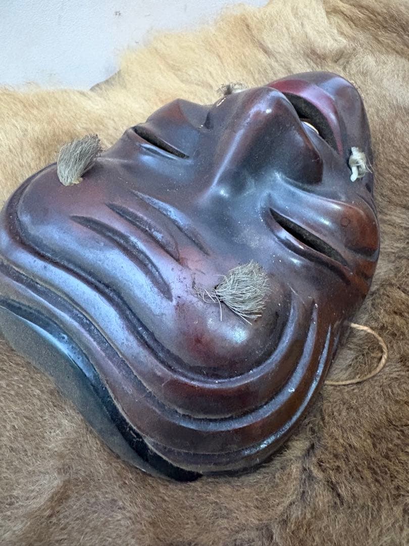 木製 能面 爺面 ビンテージ品 日本 伝統 骨董