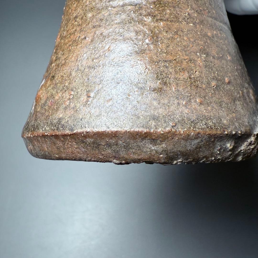 古唐津 花生 共箱 古美術 枯れの美 釉薬の流れ 19cm 蒐集家