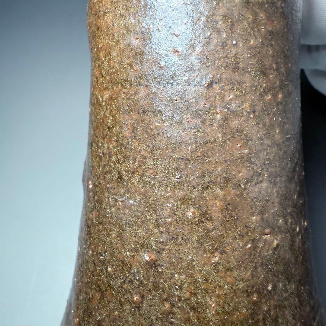 古唐津 花生 共箱 古美術 枯れの美 釉薬の流れ 19cm 蒐集家