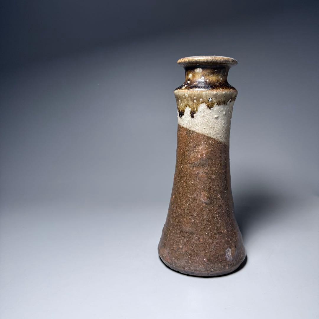 古唐津 花生 共箱 古美術 枯れの美 釉薬の流れ 19cm 蒐集家