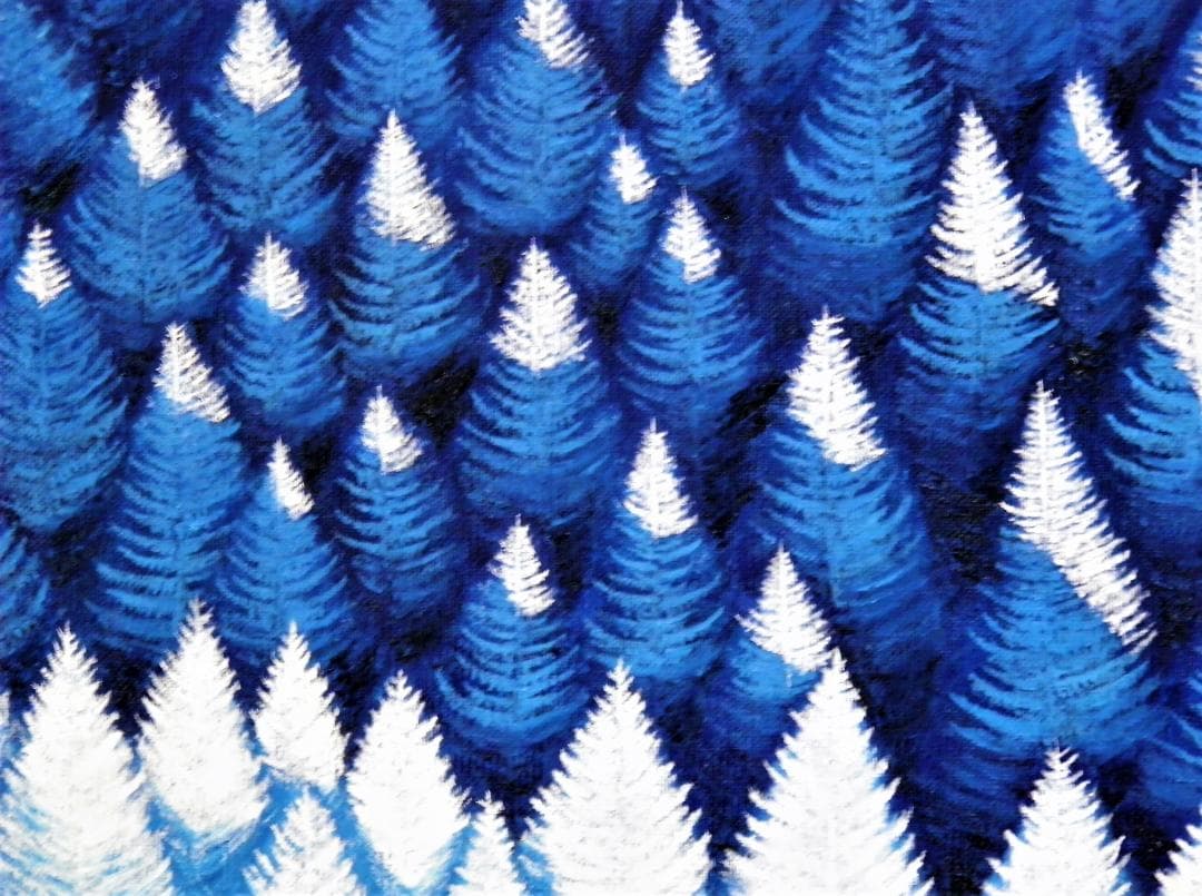 ★樹氷の落葉松林・肉筆油彩画・F6