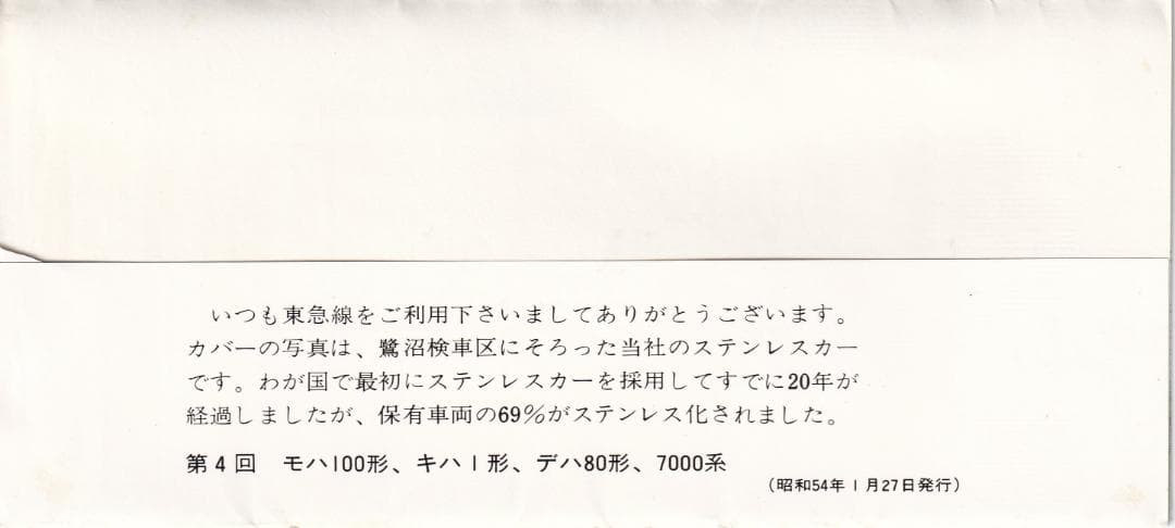 1975東京急行電鉄在籍車両700両記念乗車券