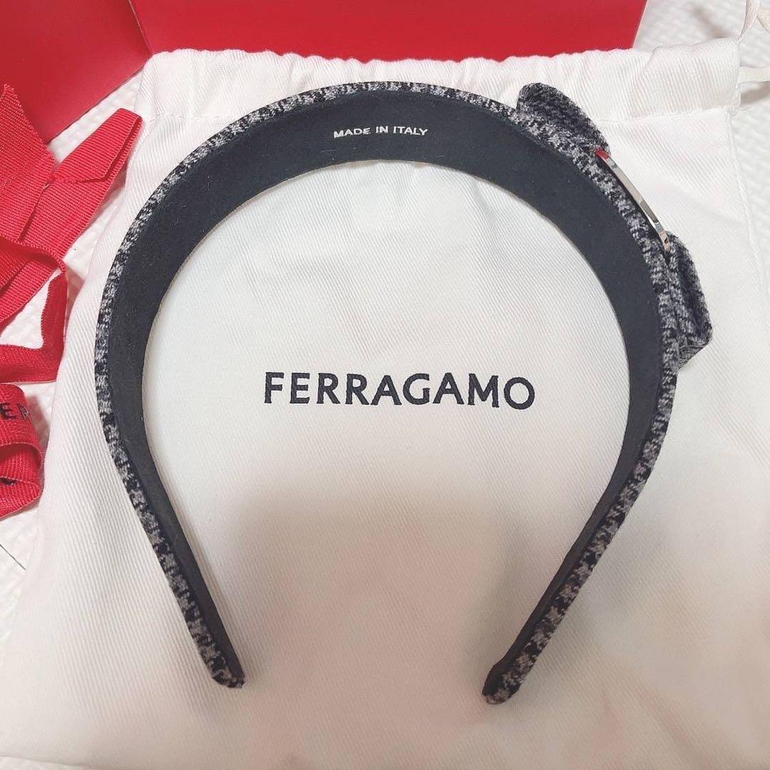 新品 Salvatore Ferragamo カチューシャ チェック 千鳥柄