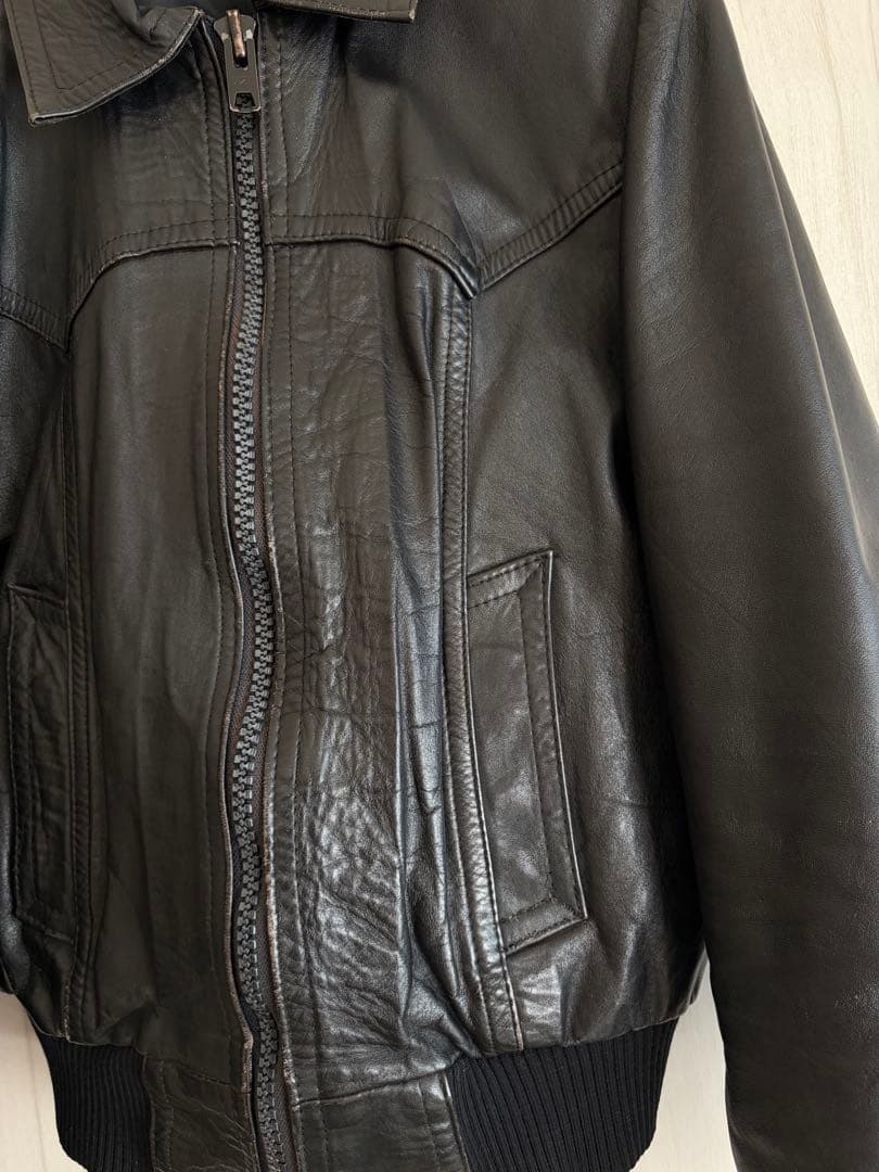 Hedi Slimane ヴィンテージ レザー ジャケット リブジャン UK