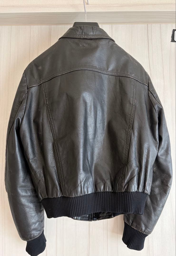 エディスリマン UKヴィンテージ リブレザージャケット リブジャン