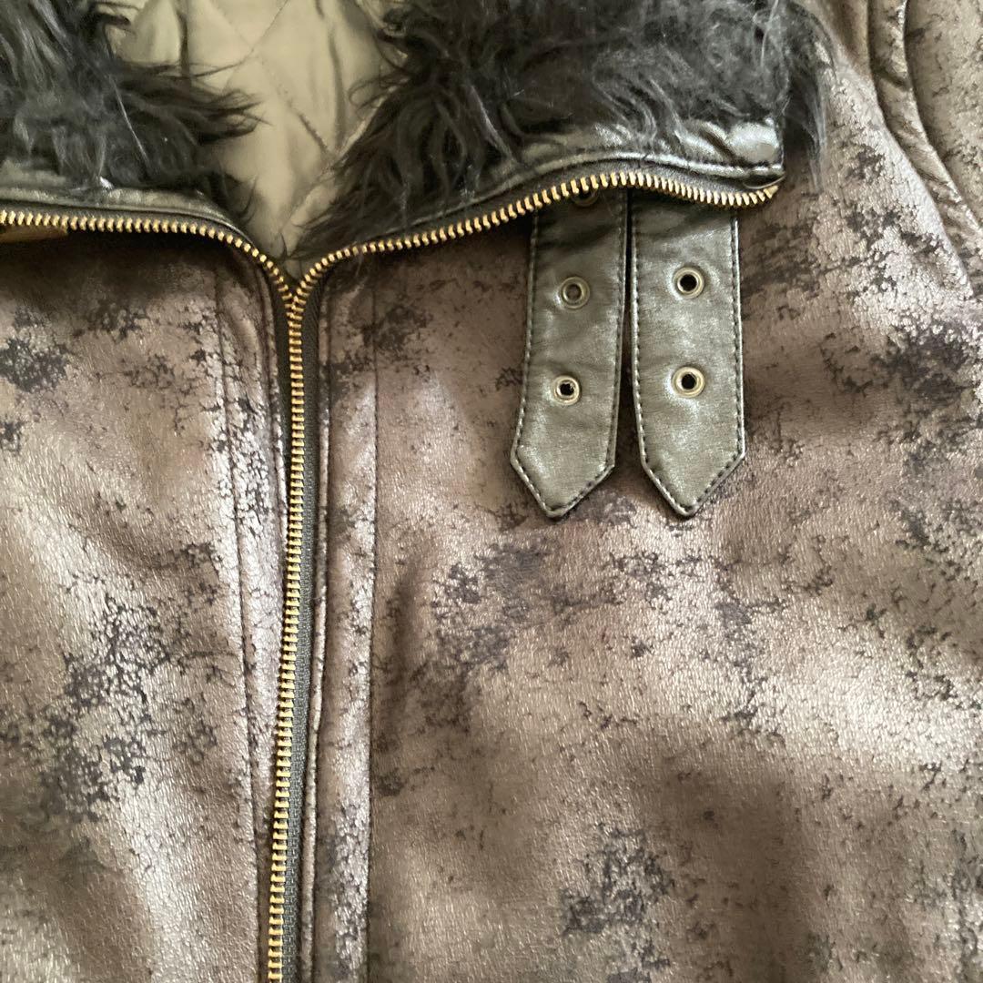 トルネードマート ヴィンテージ加工クラック柄フェイクレザーファー