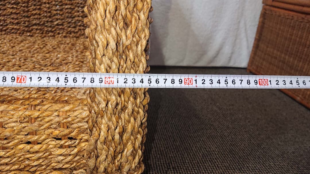 籐製　꧁籐家具꧂　大型ソファー　アジアン　　クッション付　アンティーク レトロ