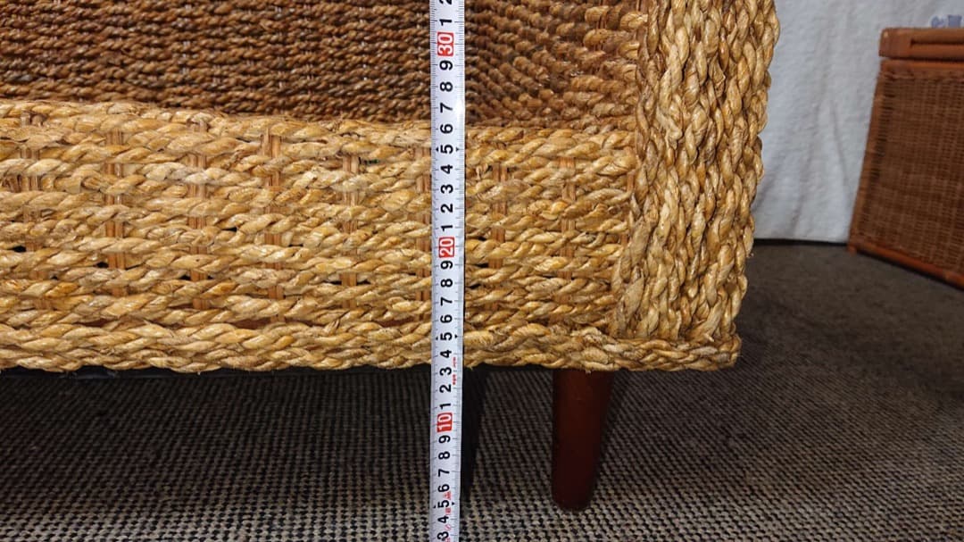 籐製　꧁籐家具꧂　大型ソファー　アジアン　　クッション付　アンティーク レトロ