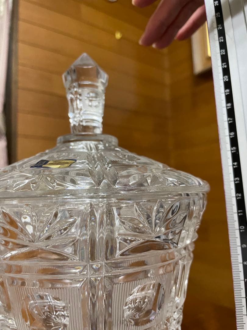 クリスタルカットガラス キャニスター 脚付き 西ドイツ製 たのめる便利用