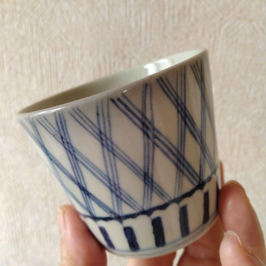 古伊万里染付格子文蕎麦猪口