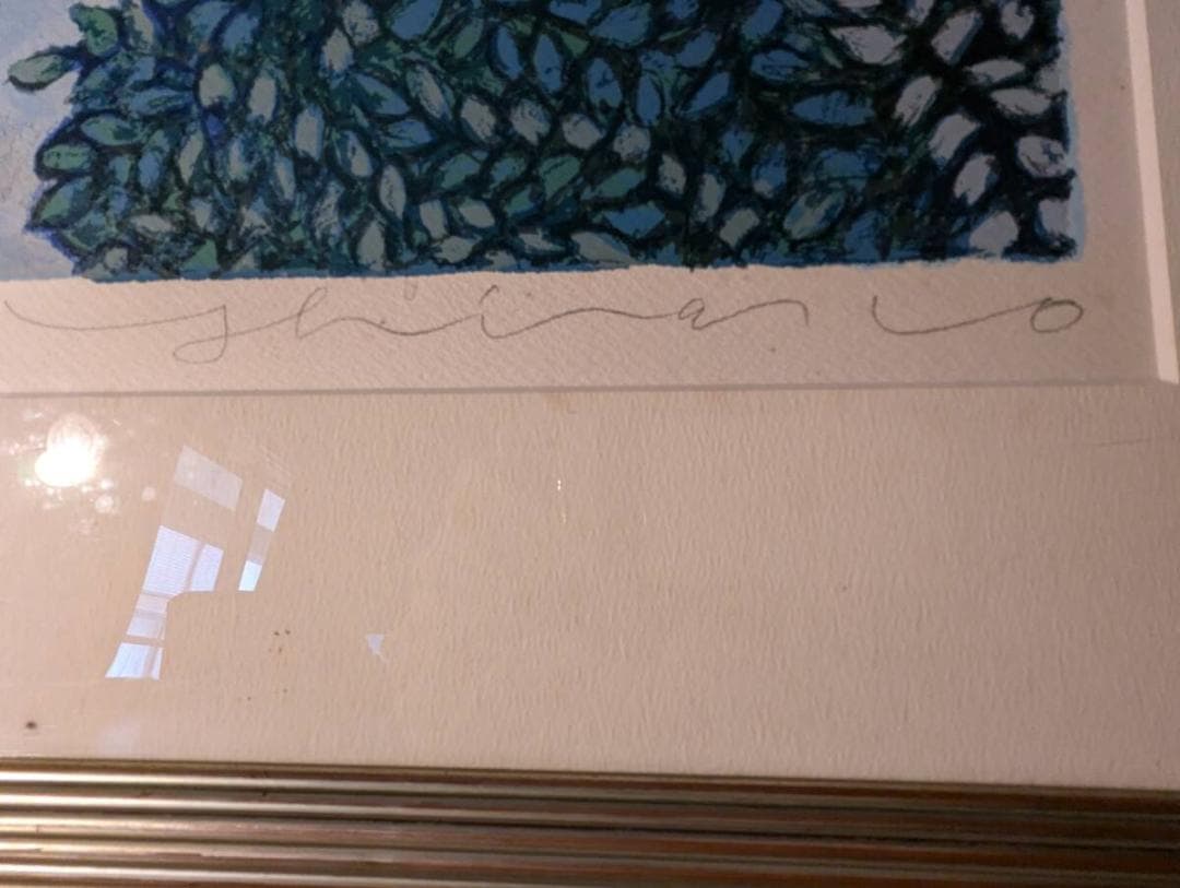 真作】版画 技法不明 地中海の風景 輝く青と白のコントラスト V114