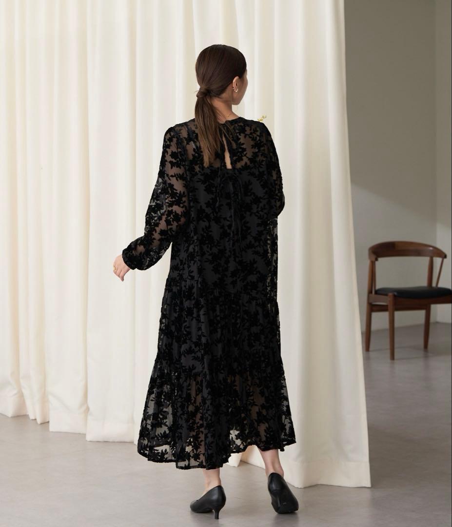 CIAOPANIC ベロアフラワーティアードワンピース