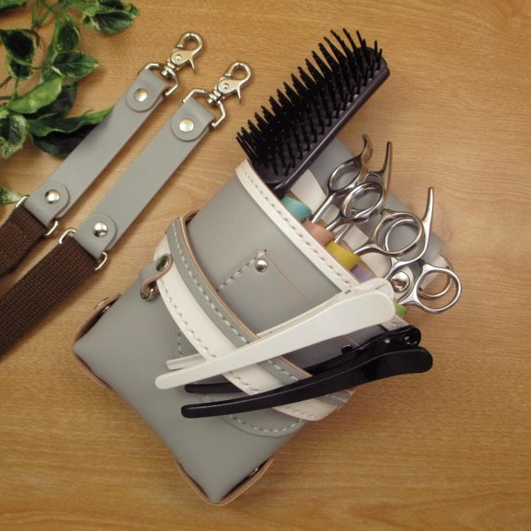 専用　ライトグレー＆カラフル　５丁差し　本革シザーケース　SCA-39/CHA