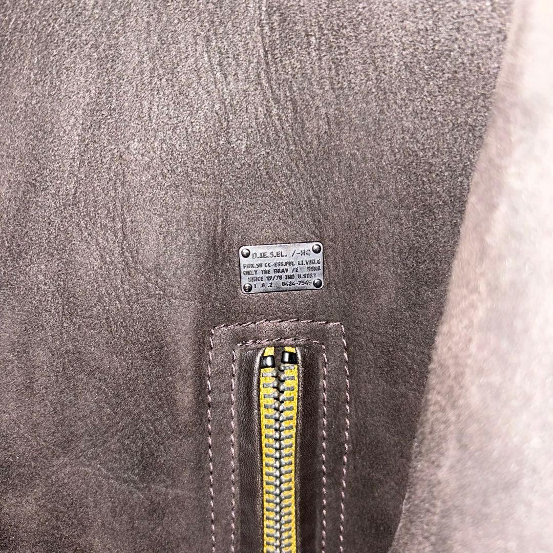 DIESEL ブラウン　羊革　M トルコ　ボア　ブラウン　フライトジャケット