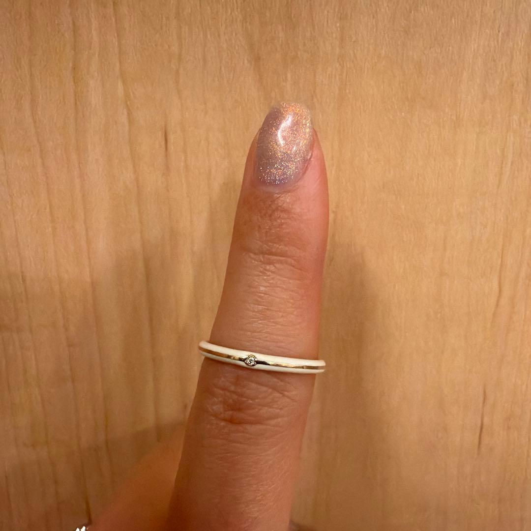 スタージュエリー　エナメルリング　11号　0.004ct K10