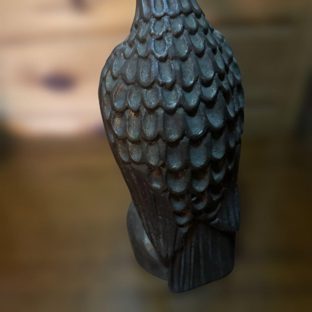 ヴィンテージ 木製 鳥の彫刻 ダークブラウン