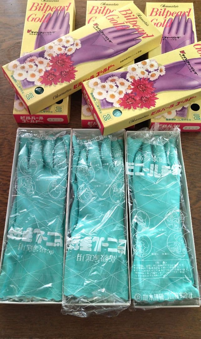新品 昭和レトロ ビルパール・ゴールド 高級ゴム手袋 岡本理研ゴム 5組