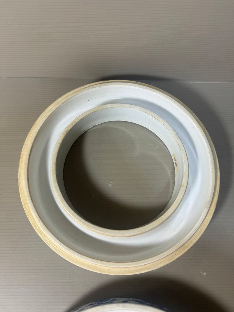 2430 骨董　染付青花　龍文　蓋物　置物　時代物