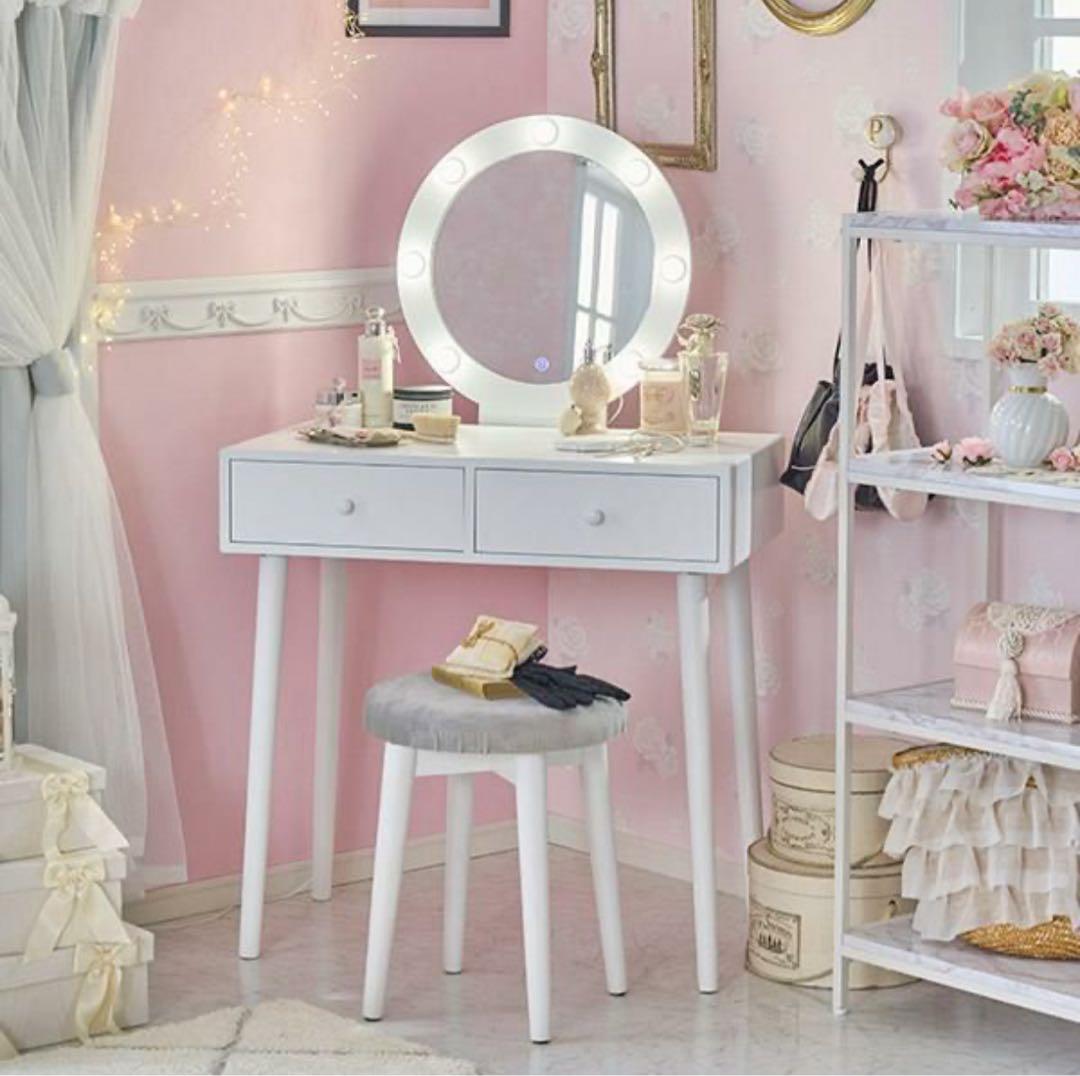 ロマプリ　ロマンティックプリンセス ドレッサー 家具 直送】ウェーブミラードレッサー｜かわいいお姫様インテリア家具・雑貨