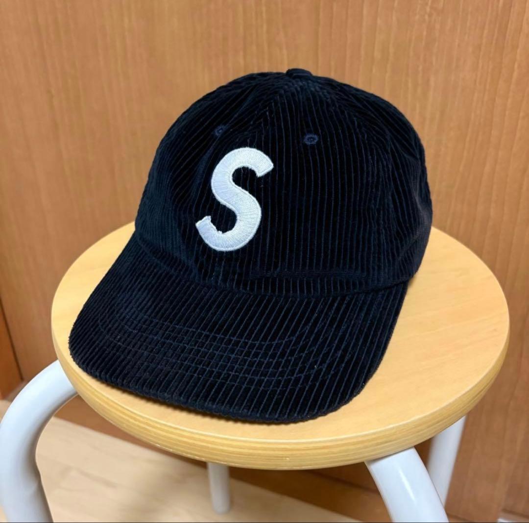 シュプリーム SUPREME Sロゴ キャップ ネイビー 紺 コーデュロイ