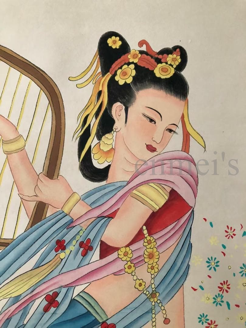 中国古美術・純手描き四尺人物掛軸・国画・張大千印款・宣紙・賞物